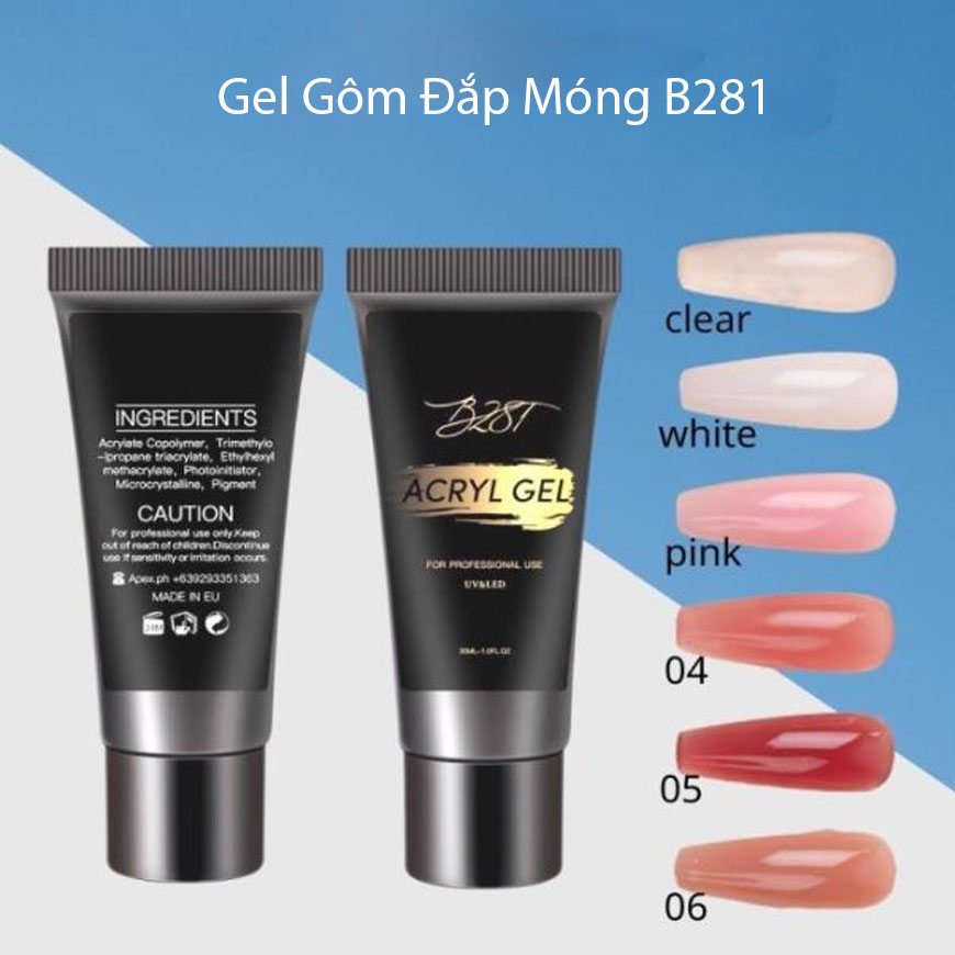 Gel gôm đắp nối móng chính hãng b281 - gel định hình nối móng siêu nhanh siêu bền tuýp 30ml