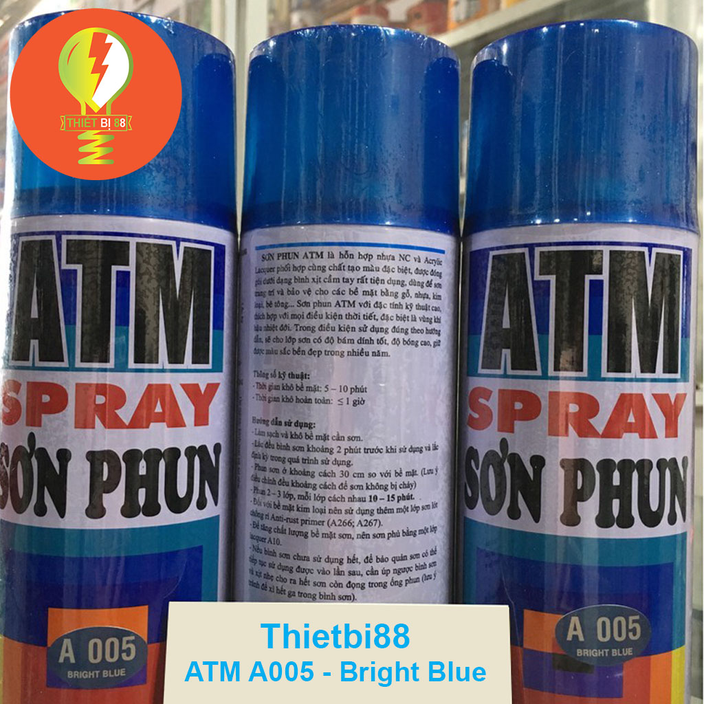 Sơn Xịt Xe Máy Màu Xanh Dương Ánh Kim ATM A005 Chính Hãng