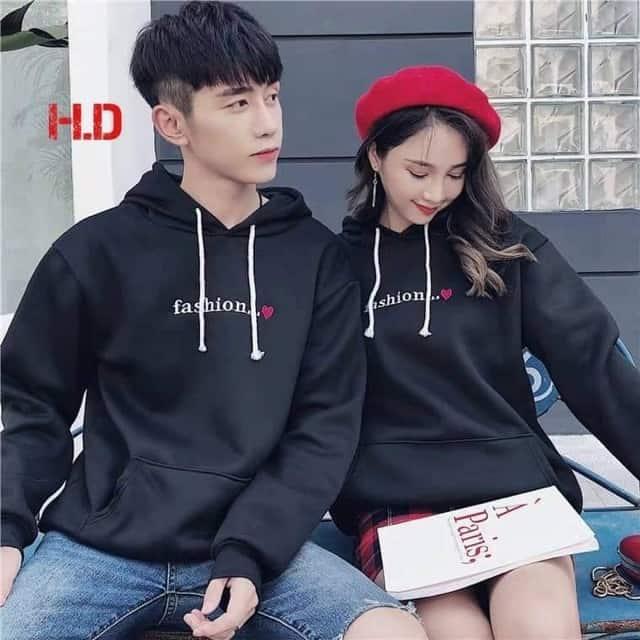 Áo đôi hoodie nam nữ chữ nhỏ trái tim thời trang