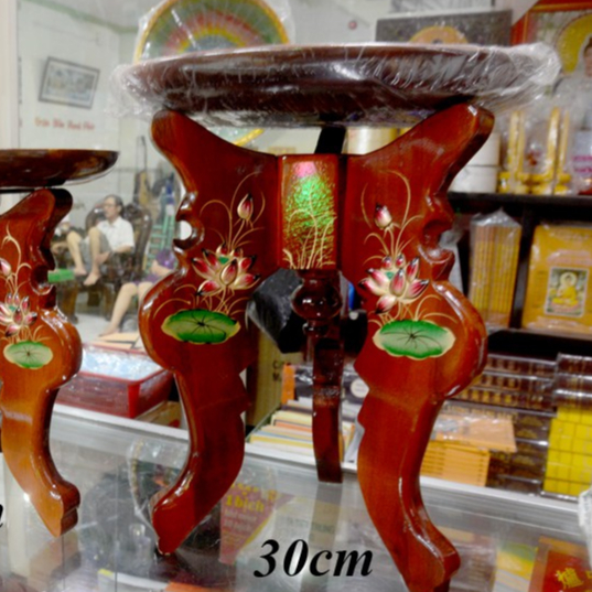 Chò Gỗ 3 Chân- Đặt Đĩa Trái Cây Thờ Cúng- khắc hoa sen nổi - nhiều kích thước -đĩa riêng