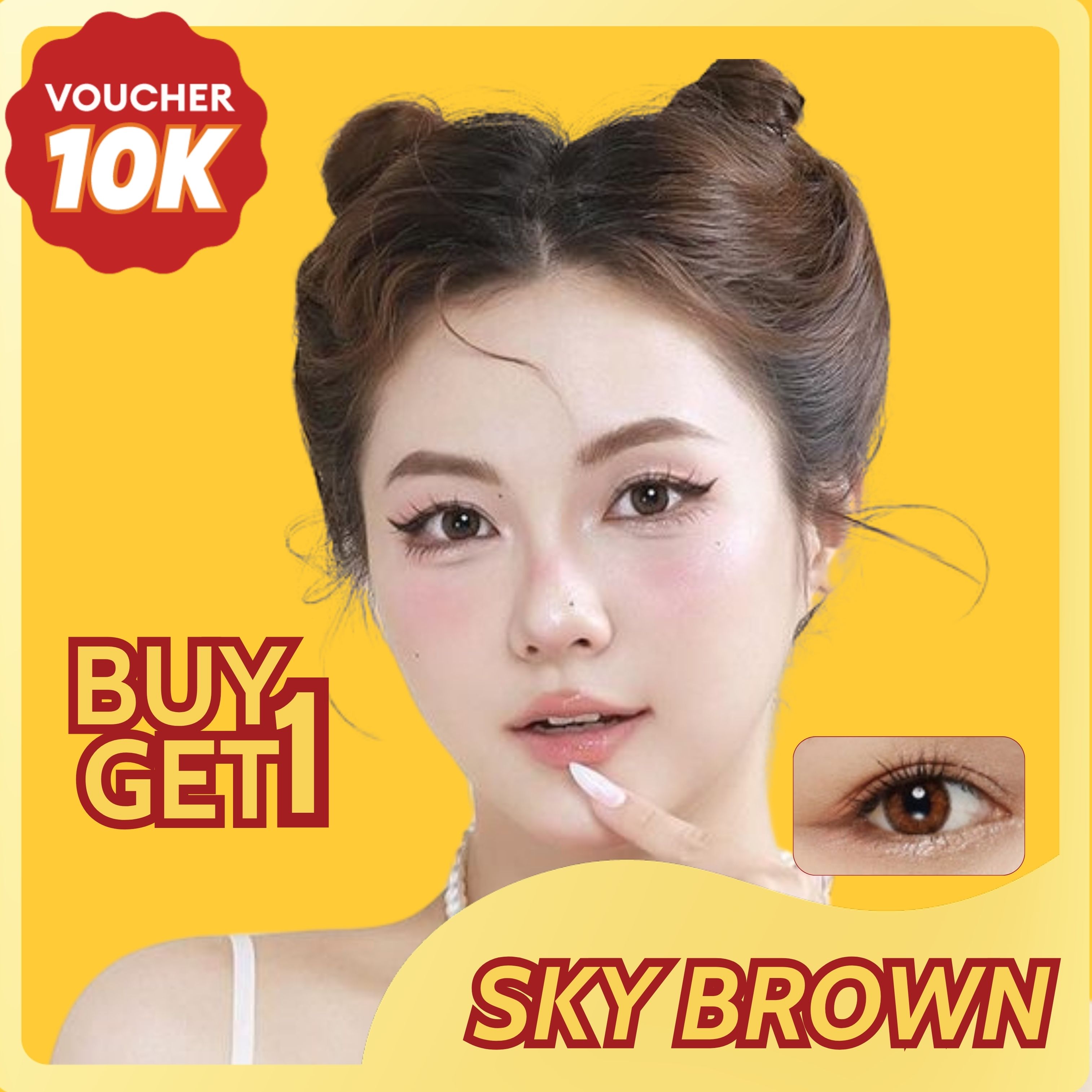 Lens cho mắt thở Silicone Hydrogel LENS OPTIC Sky brown, kính áp tròng có độ cận dùng 6 tháng