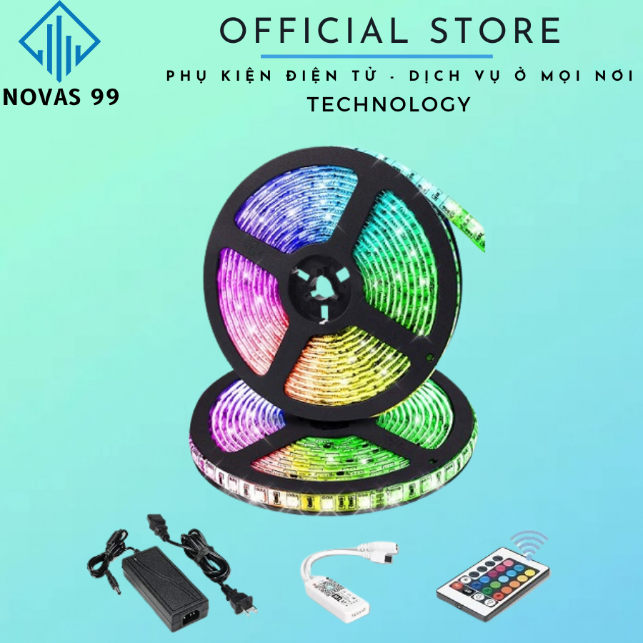 Dây đèn LED RGB, dải đèn LED trang trí nhà cửa, decor bàn làm việc, bộ đèn LED điều khiển từ xa bằng điện thoại, điều khiển, bluetooth thông minh, tiện lợi