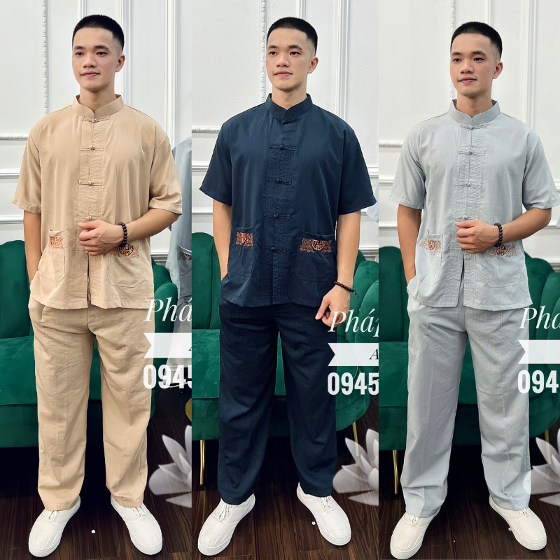 Đồ lam đi chùa , pháp phục nam quần áo nam đi chùa cao cấp sang trọng và lịch sự