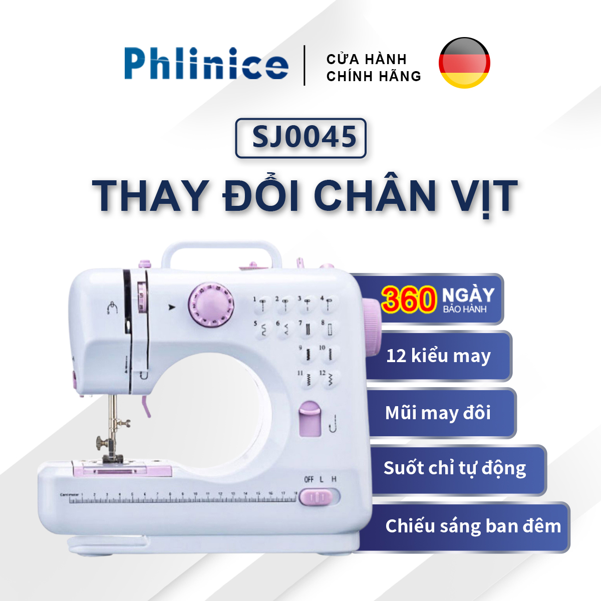 Máy may di động bằng điện, nhỏ gọn phù hợp may vá tại nhà, máy may hoàn toàn tự động mini may thủ công may vắt sổ