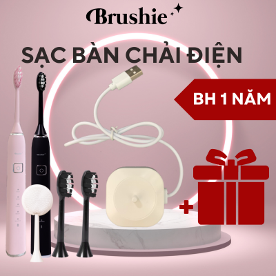 [Tặng quà] Bộ SẠC BRUSHIE- ĐẾ/CỐC SẠC nhanh cảm ứng từ Bàn chải điện Brushie, Sạc Điện Brushie