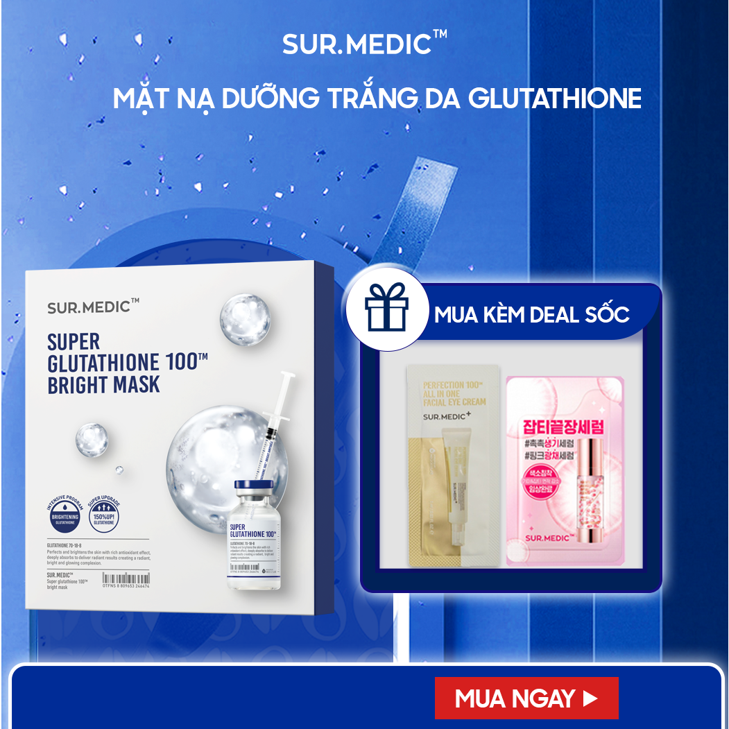 Combo 10 Mặt nạ SURMEDIC Bright Glutathione Mask Dưỡng Trắng Da 30g/miếng