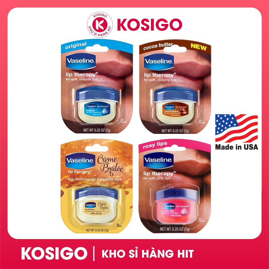 Sáp dưỡng môi Vaseline 7g hàng Mỹ, dưỡng ẩm và ngăn ngừa nứt nẻ môi
