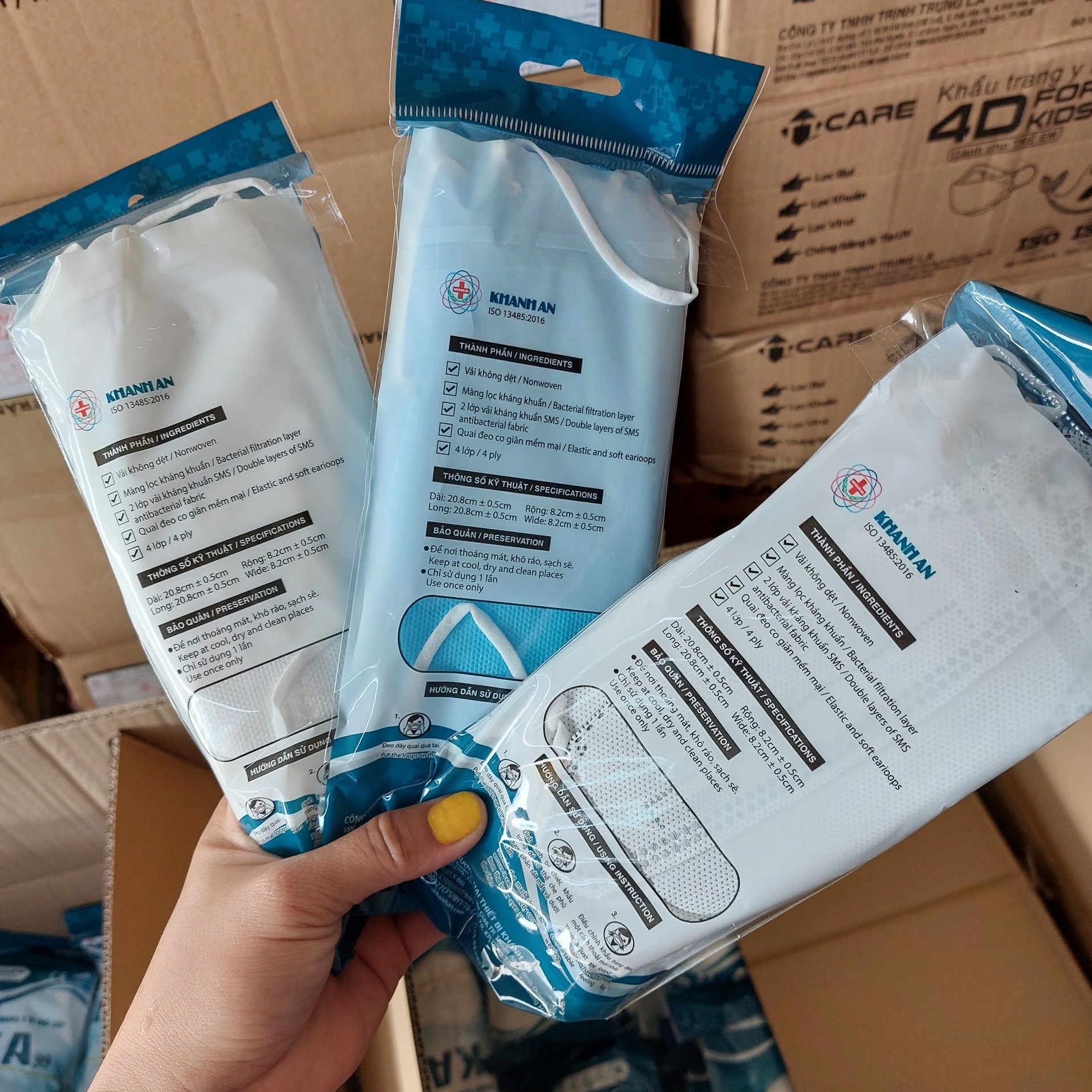 Túi 10 cái khẩu trang y tế 4d khánh an ka99 công nghệ hàn quốc kf94 4 lớp với 2 lớp kháng khuẩn