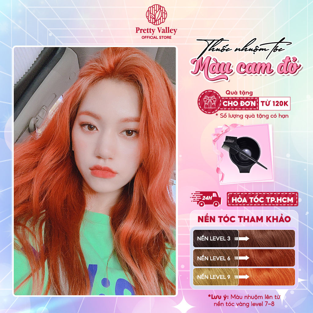 Thuốc nhuộm tóc, thuốc nhuộm màu CAM ĐỎ Molokai siêu dưỡng - Pretty Valley Hair