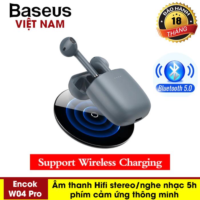 [BẢO HÀNH 18 THÁNG] Tai nghe không dây bluetooth 5.0 TWS Baseus Encok W04 / W04 Pro  m thanh Hifi stereo cảm ứng thông minh kết nội lại tự động