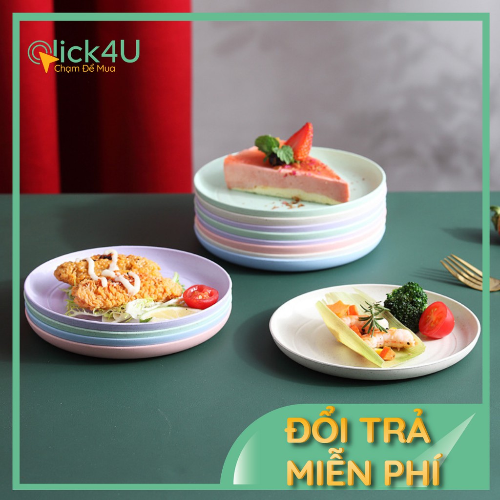 Đĩa lúa mạch tròn 15cm - bộ dĩa nhựa lúa mạch mini set 6 cái