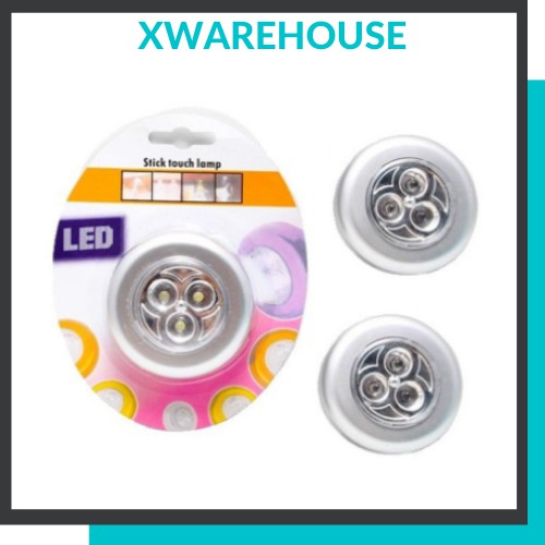 Đèn led mini 3 bóng dán tường đa năng dùng pin AAA, đèn led 6W dán tường tiện lợi