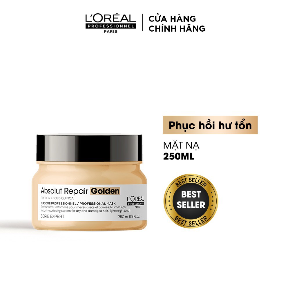 Mặt nạ nhũ vàng LOreal Professionnel phục hồi hư tổn toàn diện Absolut Repair Golden 250ml