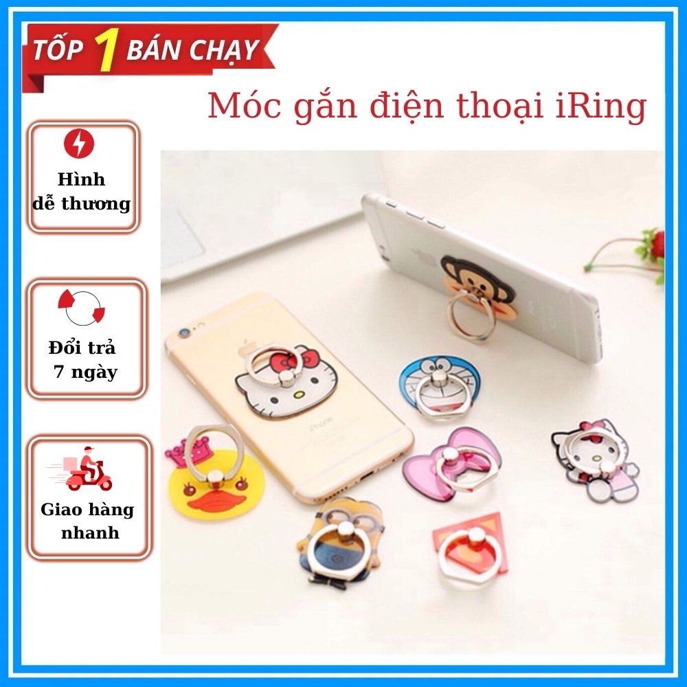 Móc gắn điện thoại iRing rất đa năng, móc vào ngón tay hoặc làm giá đỡ dựng trên bàn khi xem phim, móc cố định điện thoại ( giao hình ngẫu nhiên)