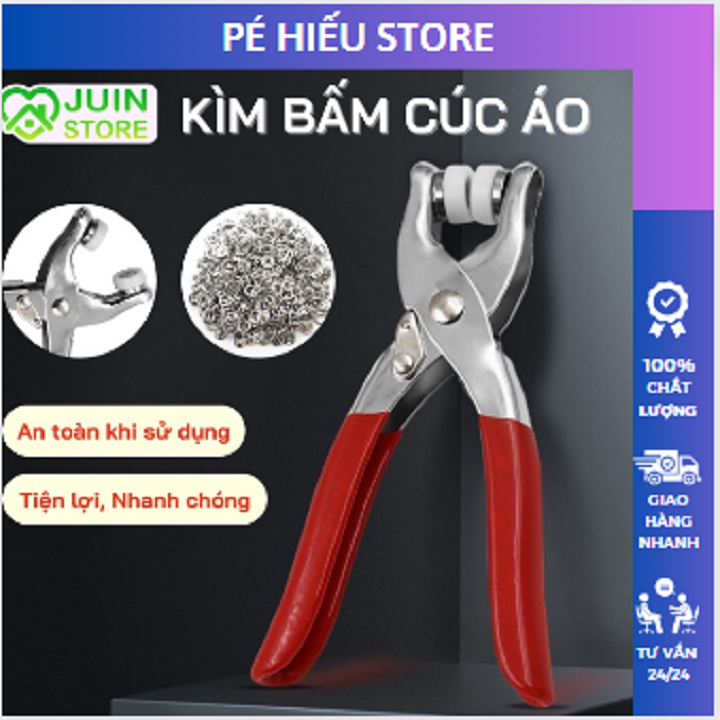 Kìm bấm cúc vành áo kim loại đa năng kèm 100 chi tiết cúc bằng thép không gỉ
