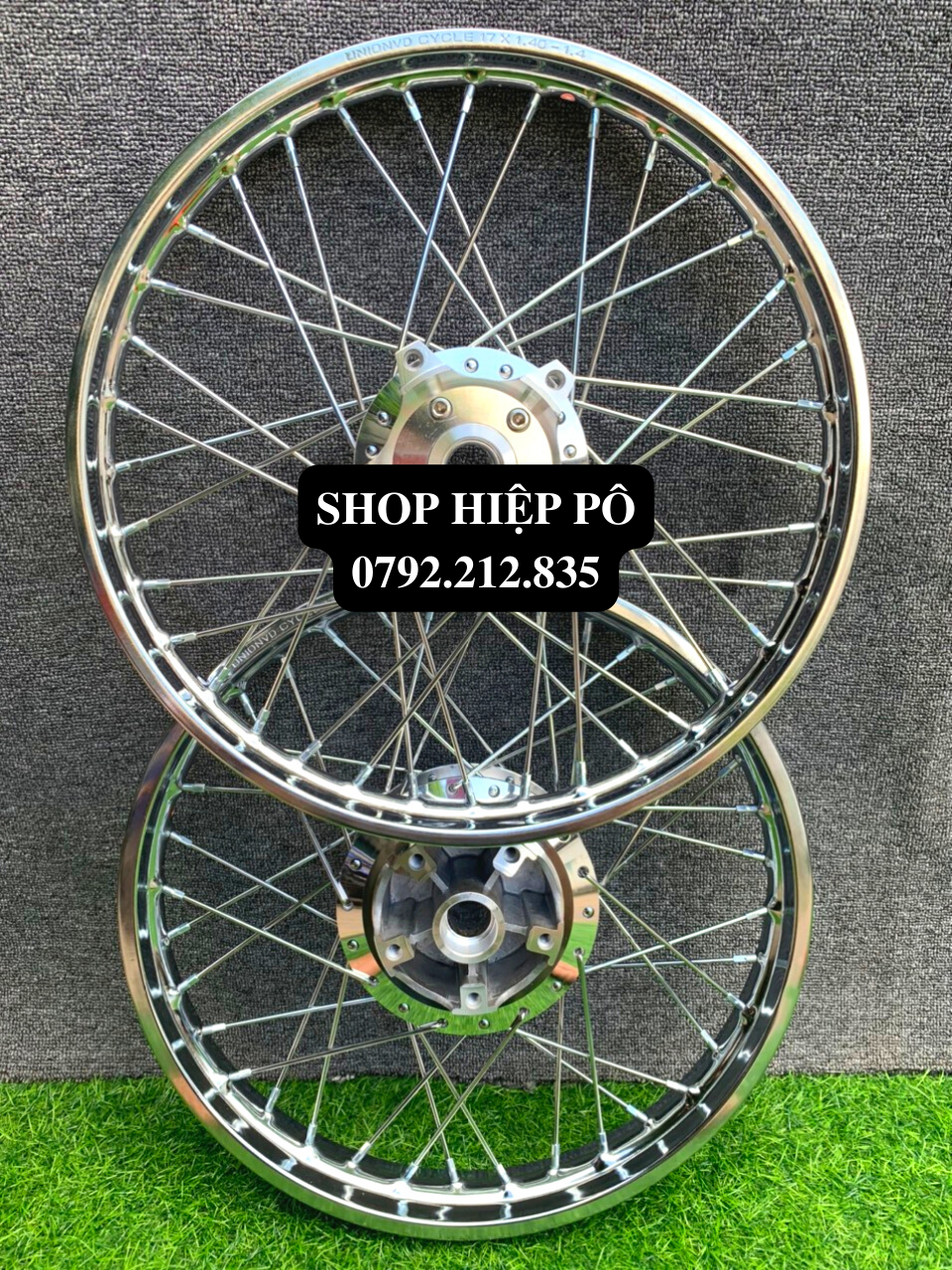 Cặp bánh căm exciter 150 155 niềng sắt union vd đùm mạ crom gắn như zin
