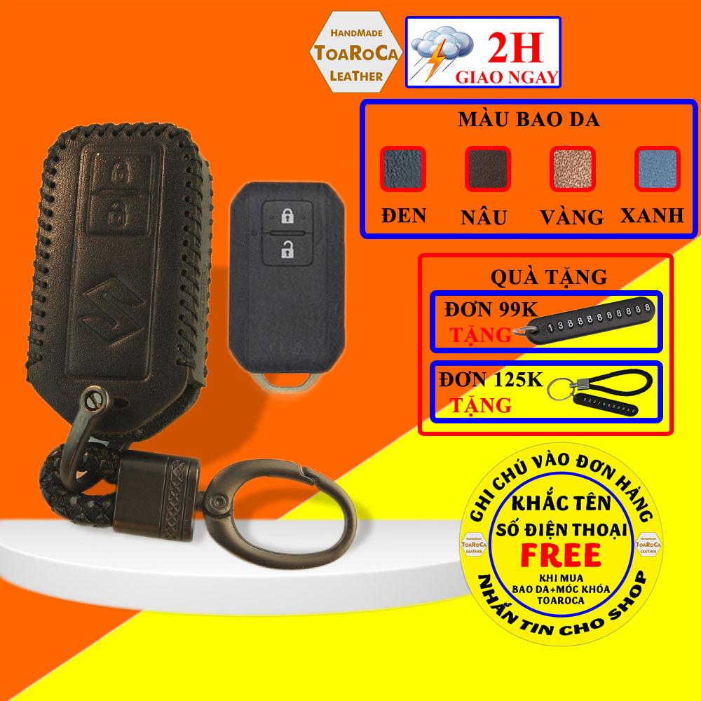 Bao Da Chìa Khoá Smartkey Ô tô Suzuki Swift, Ertiga, XL7, Vitara 2018 Da Bò Cao Cấp Handmade Toaroca