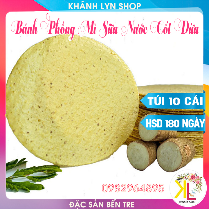 Bánh phồng mì sữa nước cốt dừa sơn đốc bến tre - túi 10 cái - nướng trước khi dùng