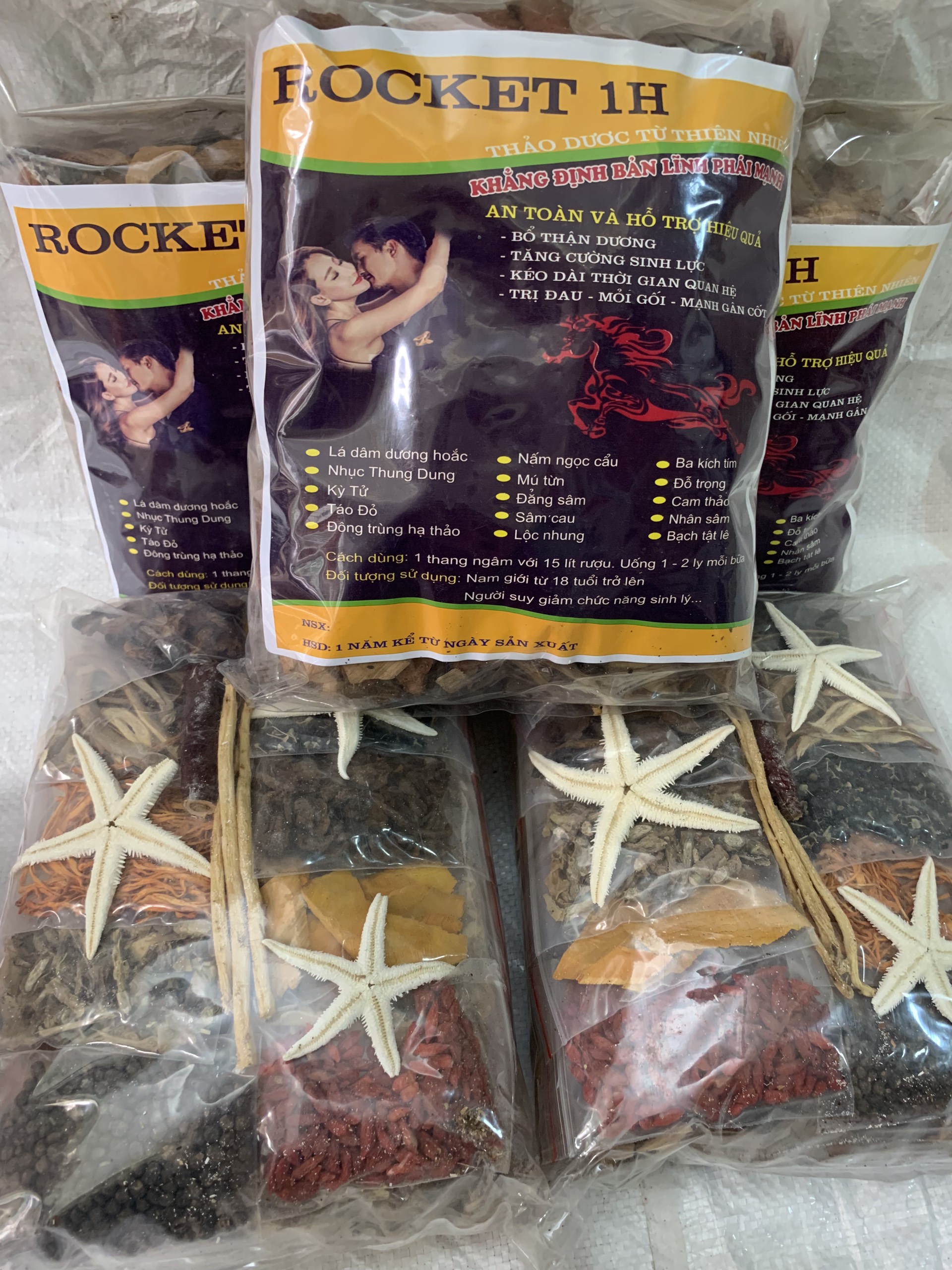 Rocket 1h, thang rocket 15 vị chuẩn trong 1 gói, gúp tăng cường sinh lực phái mạnh, bổ thận tráng dương TN