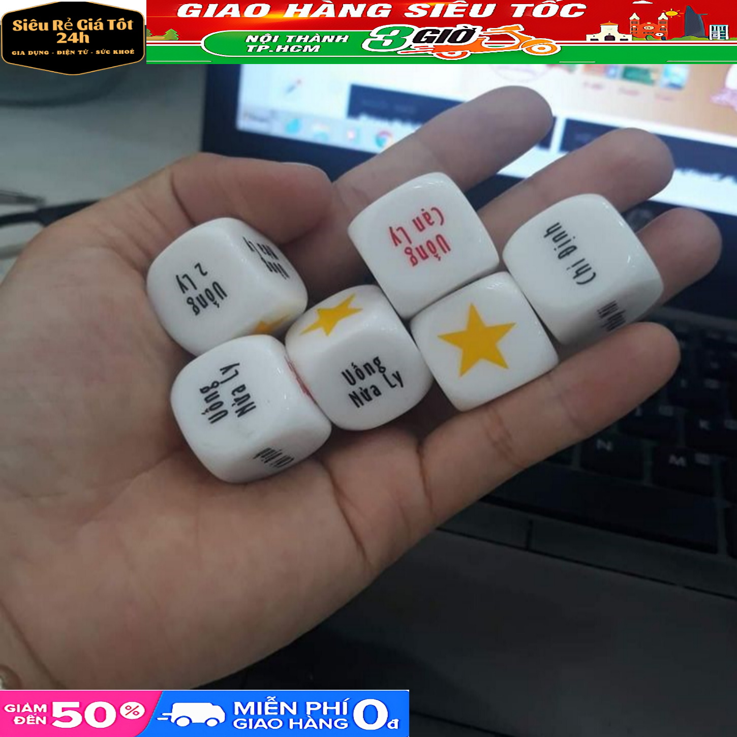 Xúc xắc xí ngầu uống bia mất tình nghĩa ae combo 10 hột - 1 hột