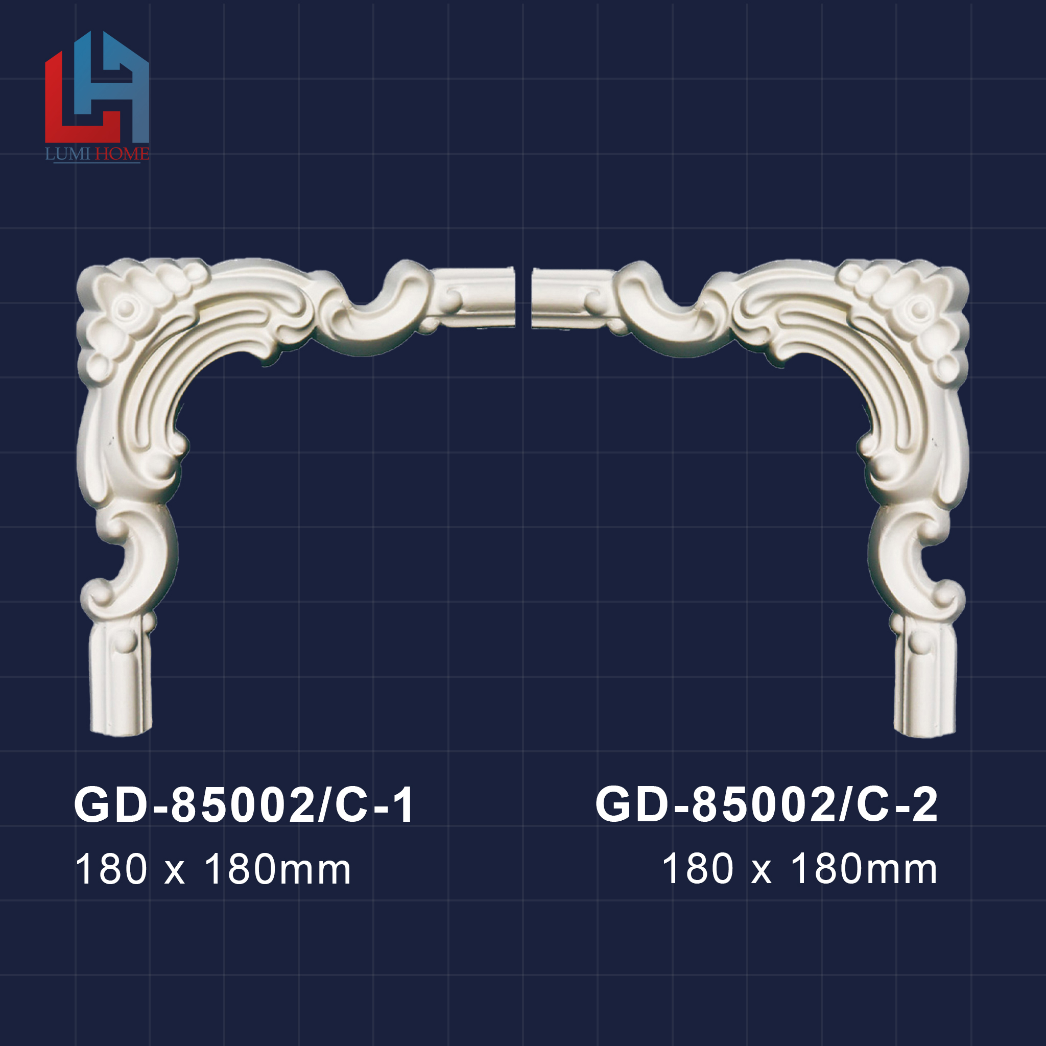 Phù điêu PU LUMI HOME, họa tiết hoa góc cạnh trang trí khung tranh trần, tường, chất liệu PU siêu bề