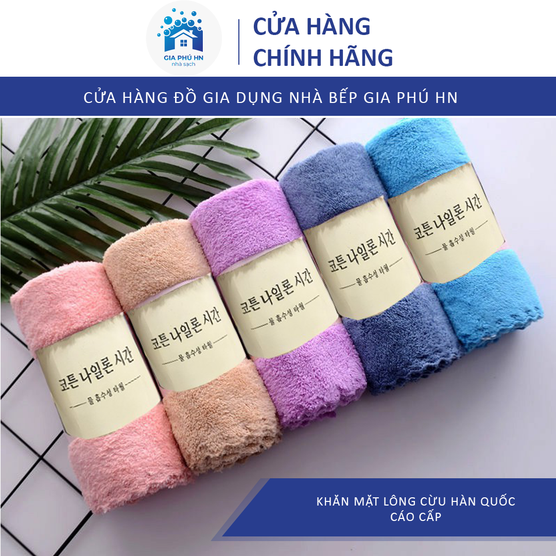 Khăn mặt lông cừu mềm mịn, thấm hút tốt, khăn mặt lông cừu hàn quốc, kích thước 50x30cm
