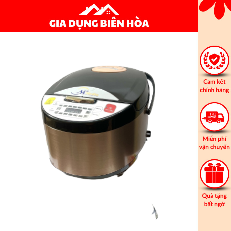 Nồi cơm điện tử đa năng nk media 1.8 lít md-nc1870-công suất:700w. lòng nồi dày:2mm, hợp kim nhôm phủ chống dính vân đá