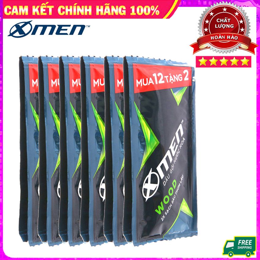 Dây Dầu Gội Xmen Wood 12 Gói [TẶNG NGAY] 2 Gói Cùng Loại - Dầu Gội X-Men Wood - Dầu Gội Xmen Nước Hoa