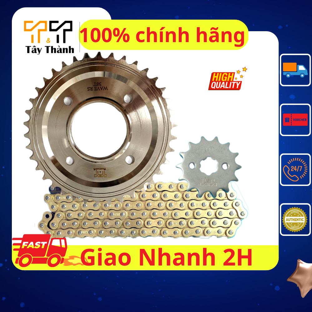 Nhông Sên Dĩa Honda Future Fi màu vàng - [Đề 3 cực khỏe], thông số 38T-14T hàng nhập Thái Lan, chất liệu Thép C45, bảo hành 6 tháng 1 đổi 1 nếu sản phẩm lỗi - Tây Thành Shop chuyên nhông sên dĩa