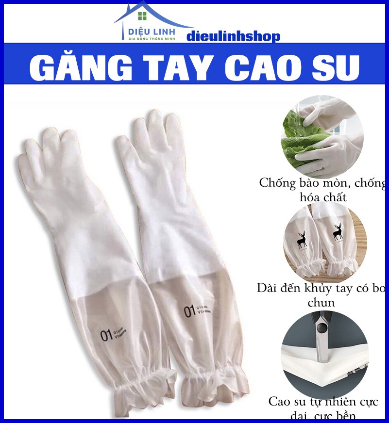 Găng tay cao su Bao tay hình hươu Rửa Bát Silicon Siêu Dai Hình Hươu (Loại Dài)" dieulinhshop