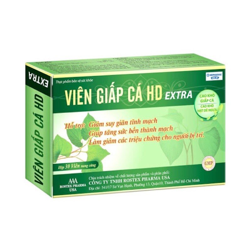 Viên giấp cá hd extra giảm táo bón, giảm trĩ, tăng sức bền thành mạch - hộp 30 viên
