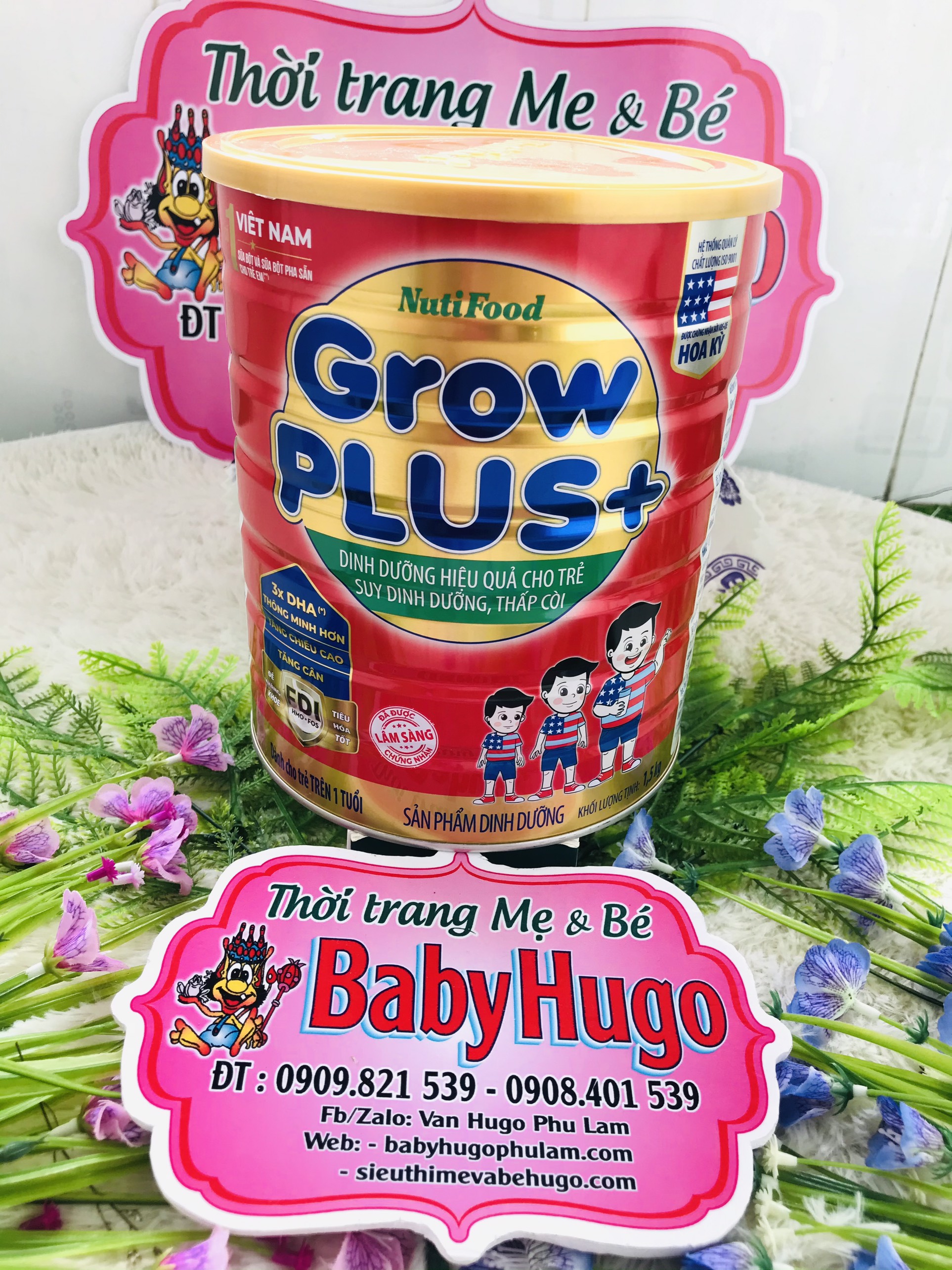 Sữa Bột Nutifood Grow Plus+ Đỏ Bé trên 1 tuổi Hộp 1,5kg
