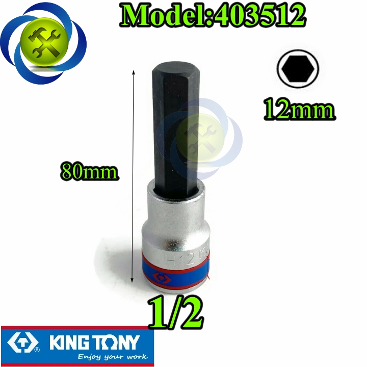 Tuýp lục giác 12mm kingtony 403512 loại 1/2 dài 80mm
