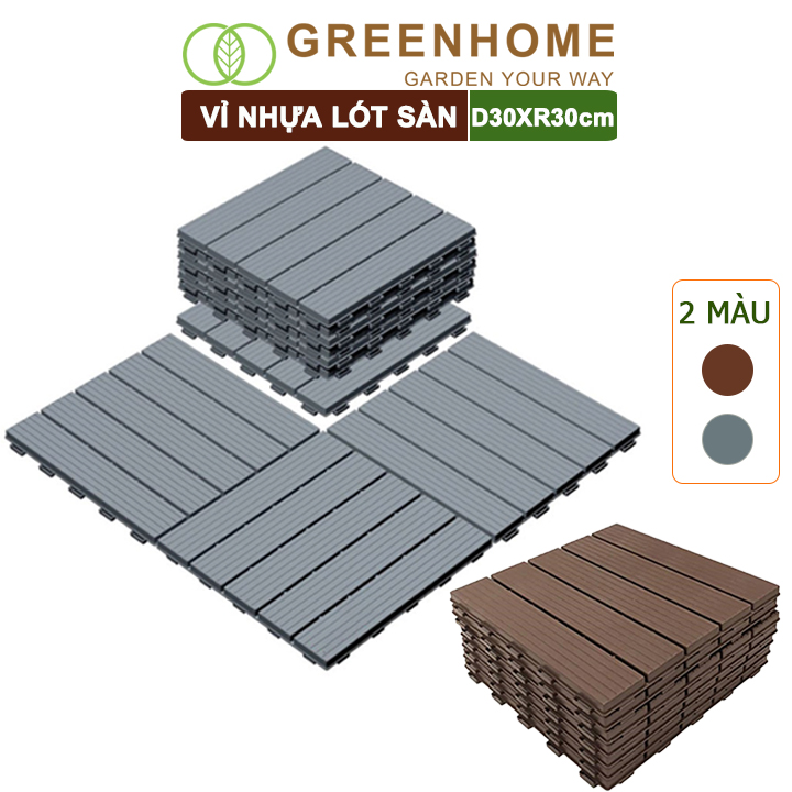 Bộ 10 Vỉ nhựa lót sàn, D30xR30cm, Greenhome, 5 nan, hàng xuất khẩu