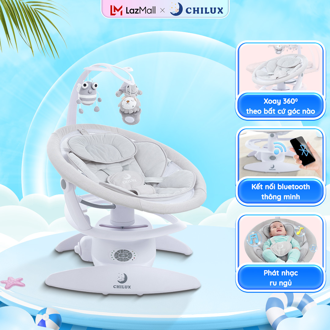  Nôi điện cho bé Chilux E7 - Phát hiện chuyển động thông minh đai an toàn 5 điểm 