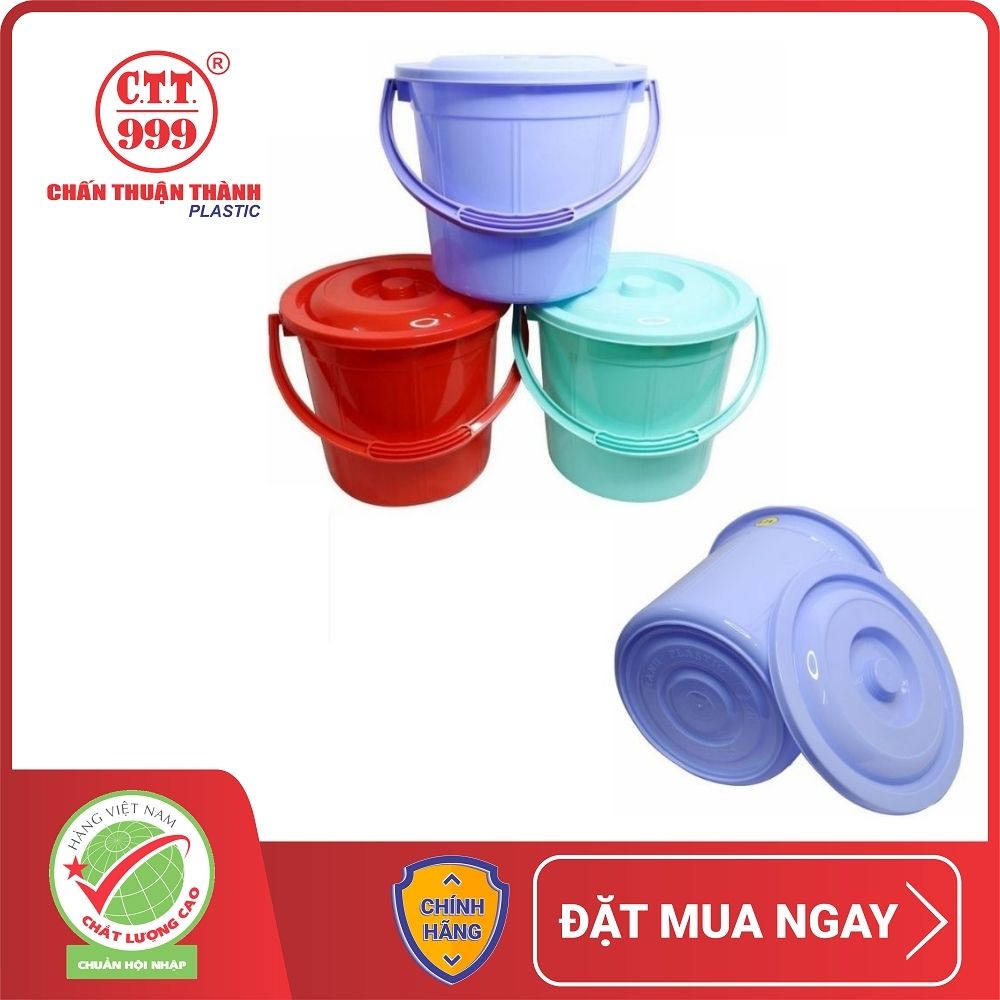 Combo 4 xô nhựa có nắp Chấn Thuận Thành 10L nhiều màu đựng nước - hàng Việt Nam Chất Lượng Cao XO10L20-CN-4