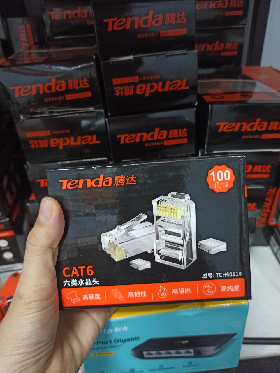 Hạt mạng, đầu bấm mạng rj45 tenda cat5e, cat6 hộp 100 đầu