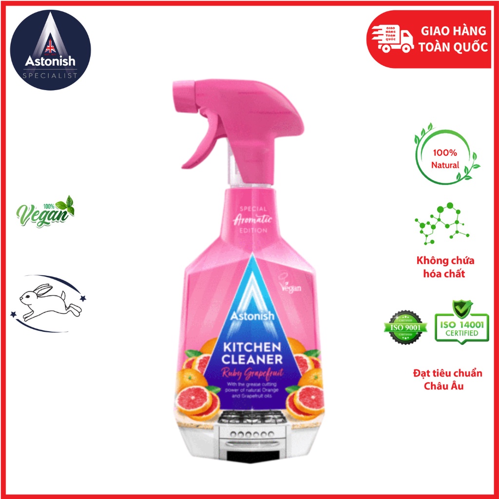 Bình xịt tẩy dầu mỡ & cháy khét astonish c3410 750ml