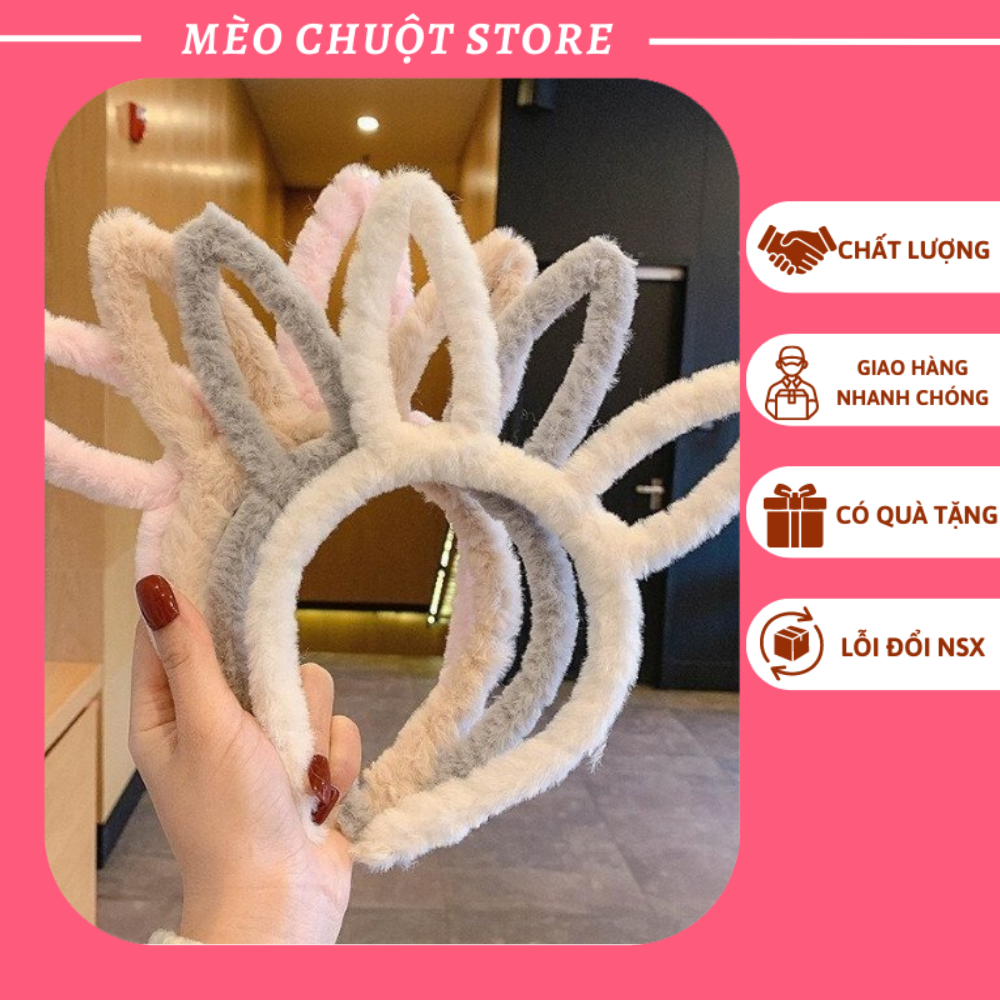 Cài tóc, bờm tóc lông mềm tai thỏ bờm tóc siêu dễ thương - mèo chuột store