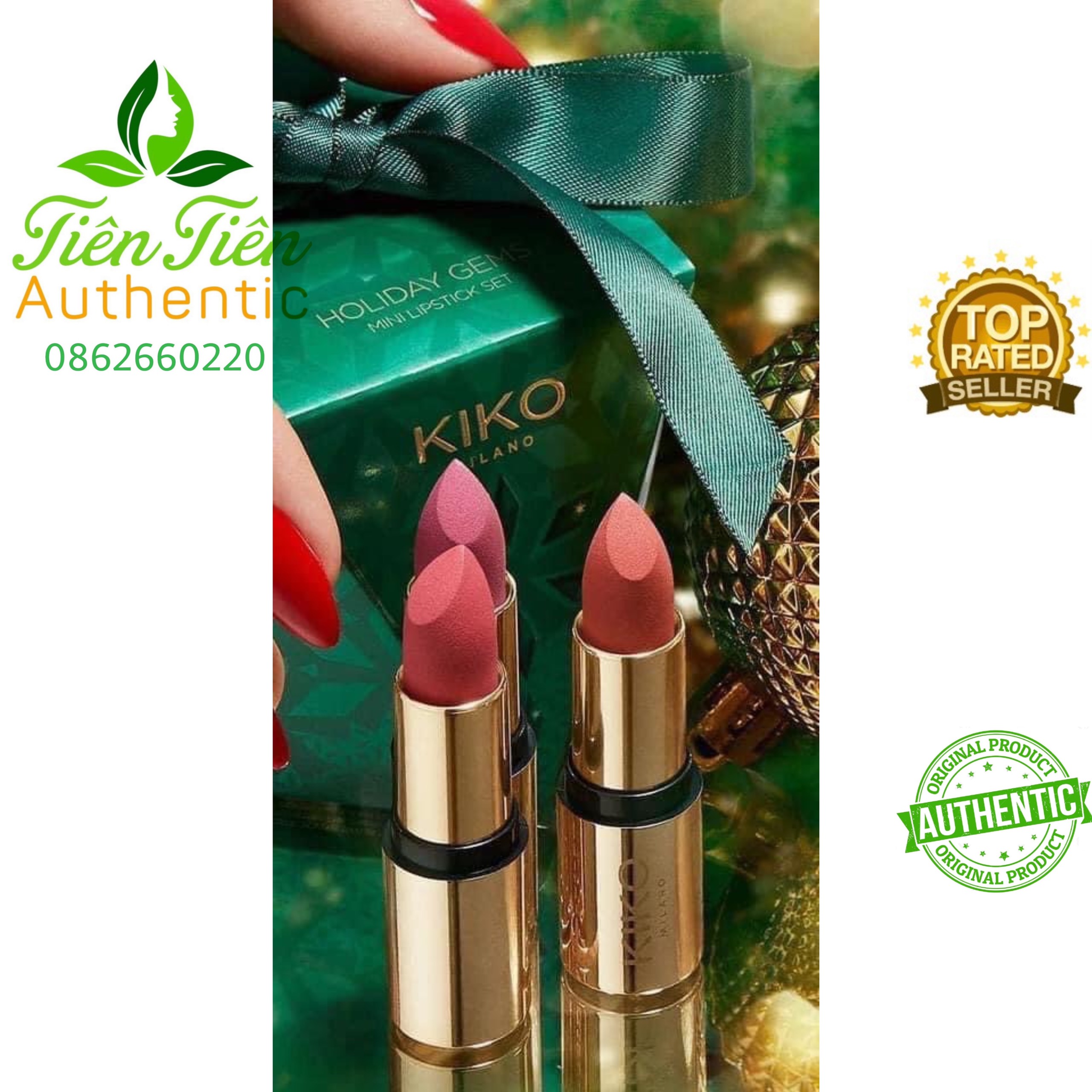 Set son kiko mini 3 thỏi holiday gems lipstick mới ra - phiên bản noel của kiko 2020