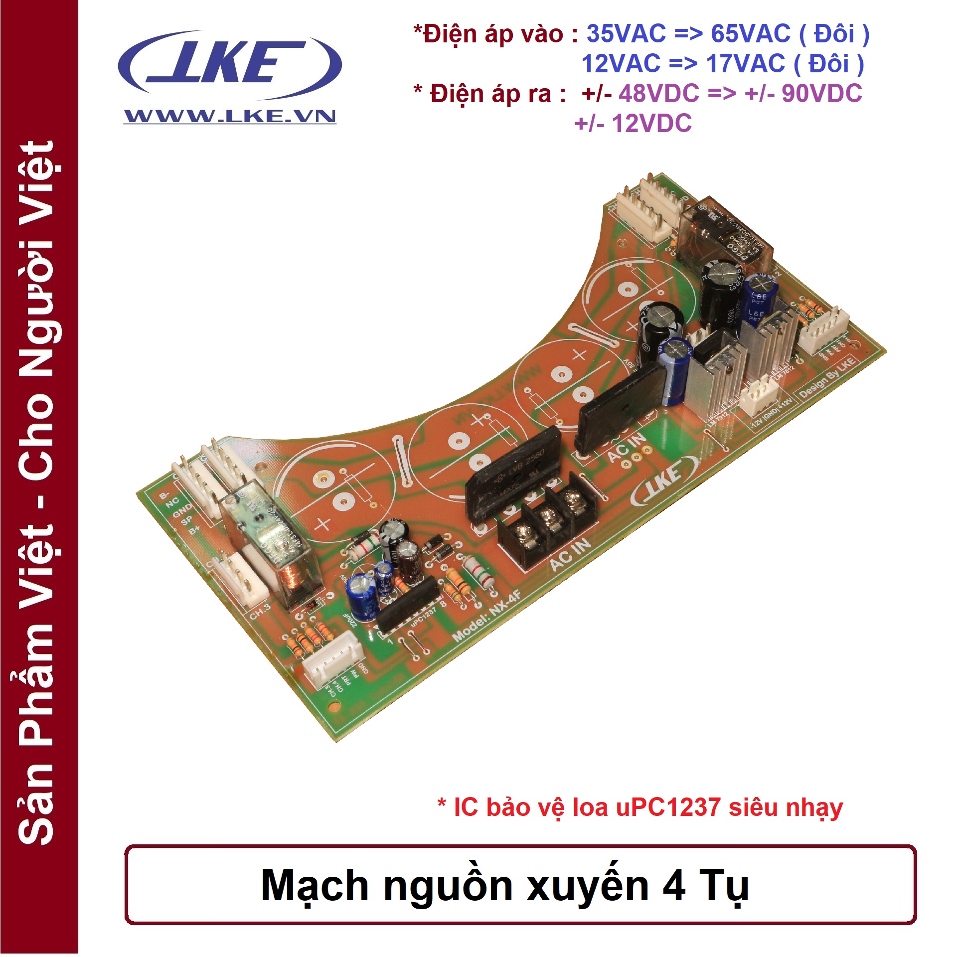 [HCM]Mạch Nguồn ampli 4 tụ biến áp xuyến LKE