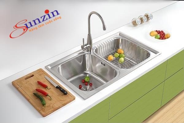 Chậu rửa bát 2 hố cân Sunzin, kích thước 78 x 43cm