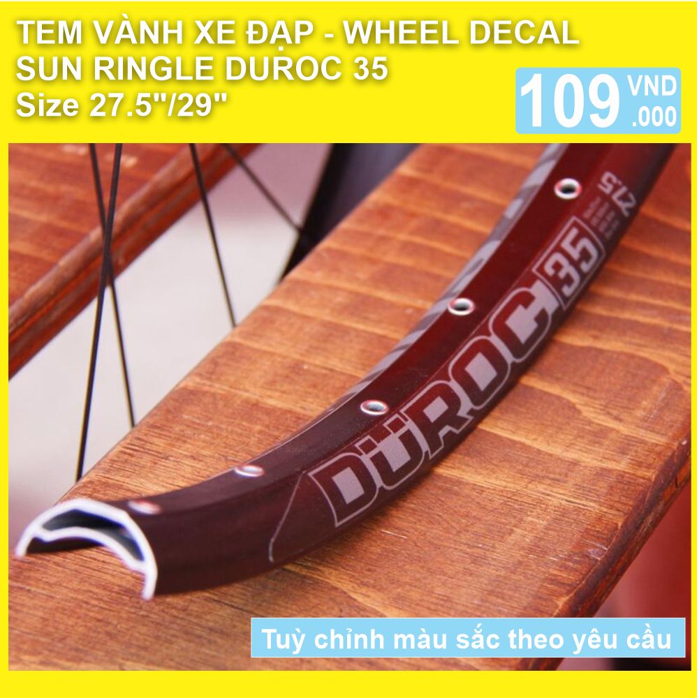 Tem decal dán vành niềng bánh xe đạp địa hình sun ringle duroc 35