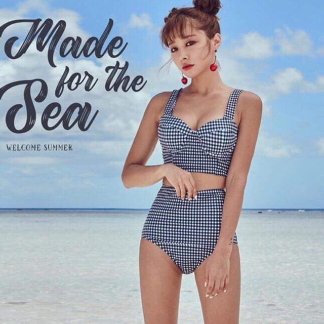 Bikini 2 mảnh phong cách retro Hàn Quốc có ảnh thật