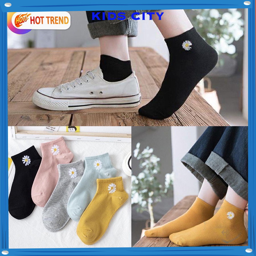 [LOẠI DÀY] COMBO 5 ĐÔI TẤT VỚ HOA CÚC NHIỀU MÀU