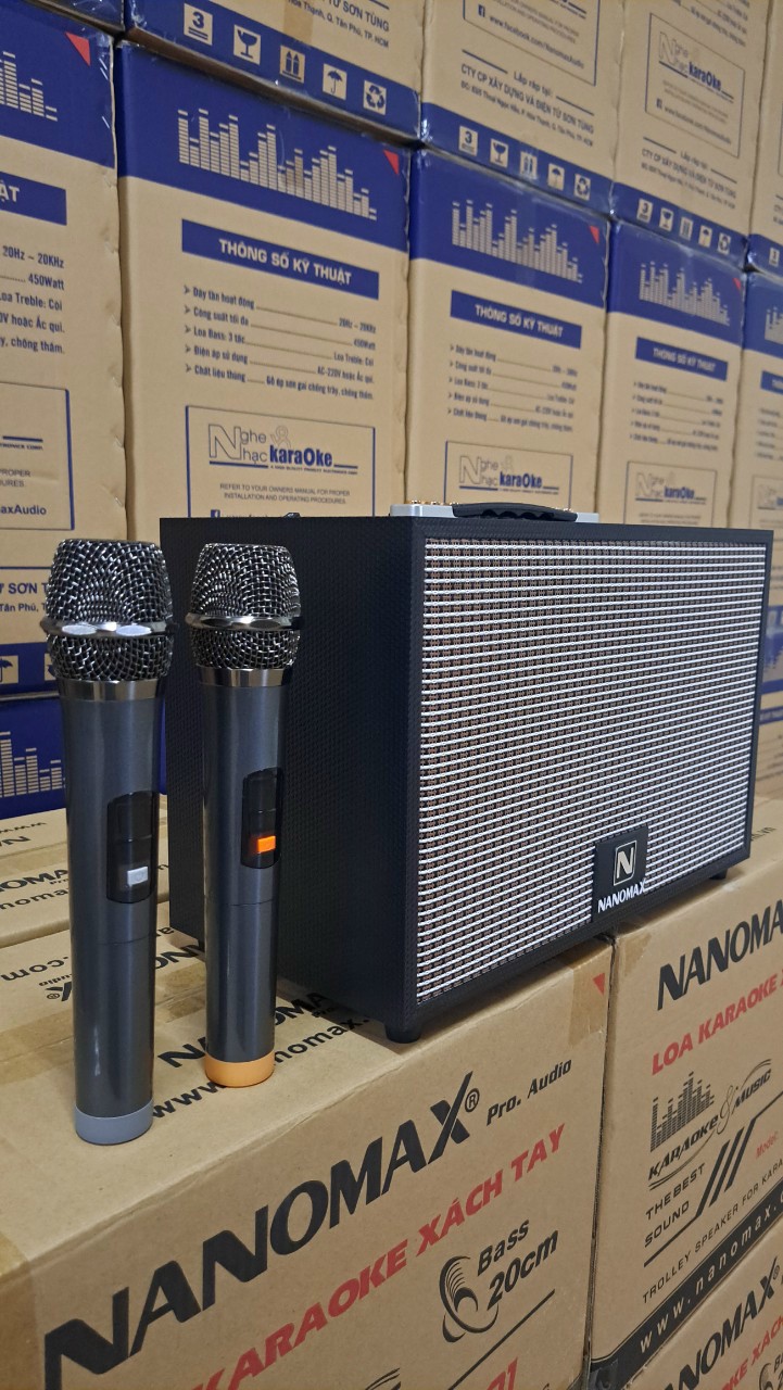 ( TẶNG KÈM 2 MIC ) Loa Kéo Xách Tay NANOMAX K01 Siêu Trầm - Loa Kéo Karaoke Di Động NANOMAX K01 Treb