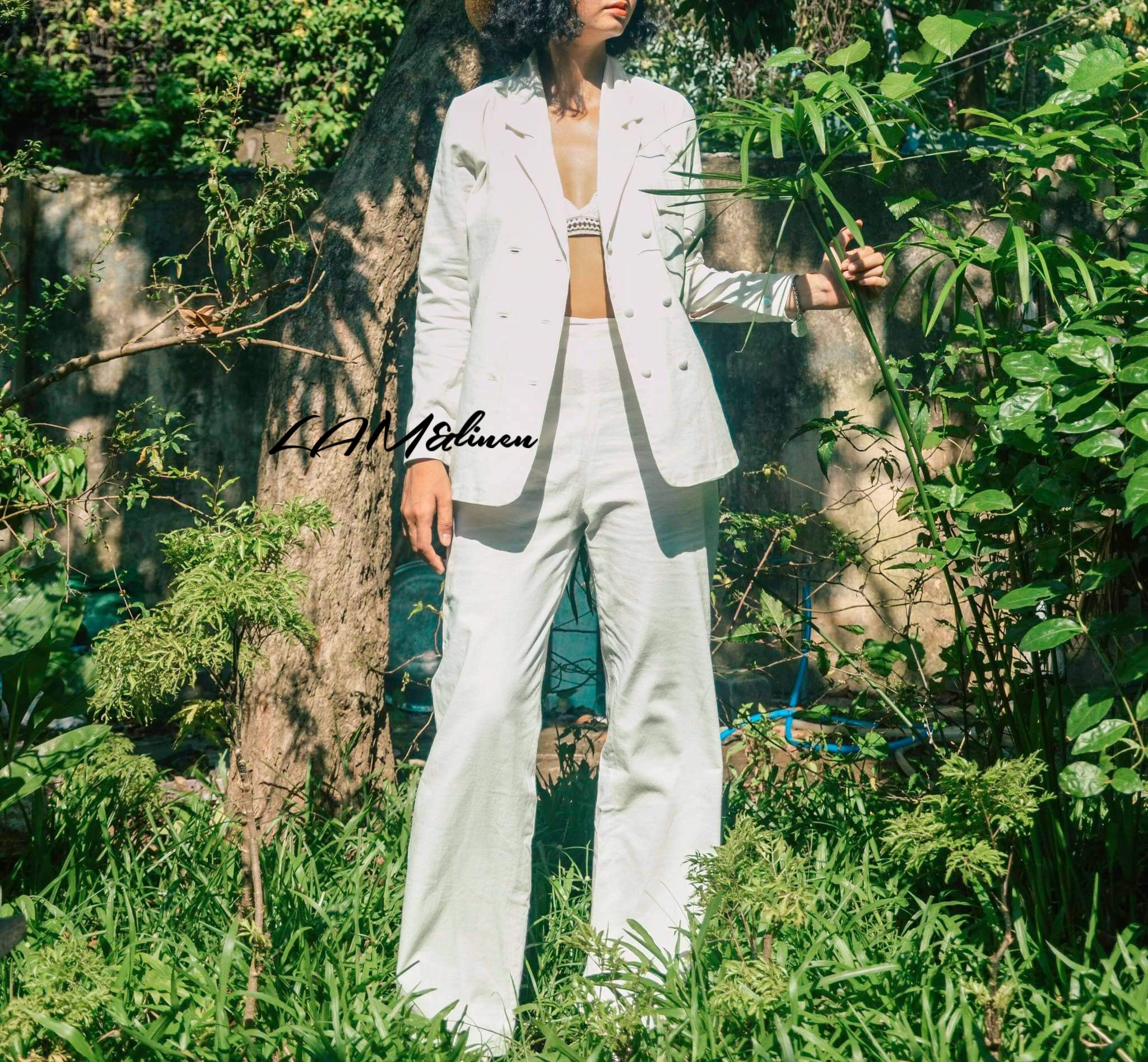 Quần dài nữ, quần dài ống suông vải Linen