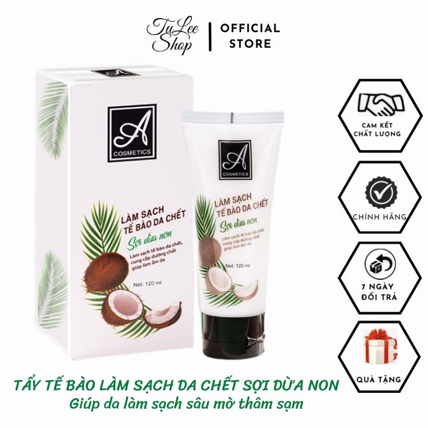 Muối tẩy tế bào chết da mặt sợi dừa non Acosmetics - giúp làm sạch da mặt và làm mờ thâm sạm