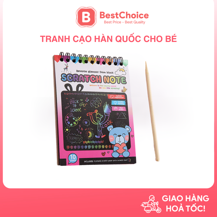 Tập tranh cạo ánh sáng ma thuật cho trẻ em giải trí và kích thich sáng tạo