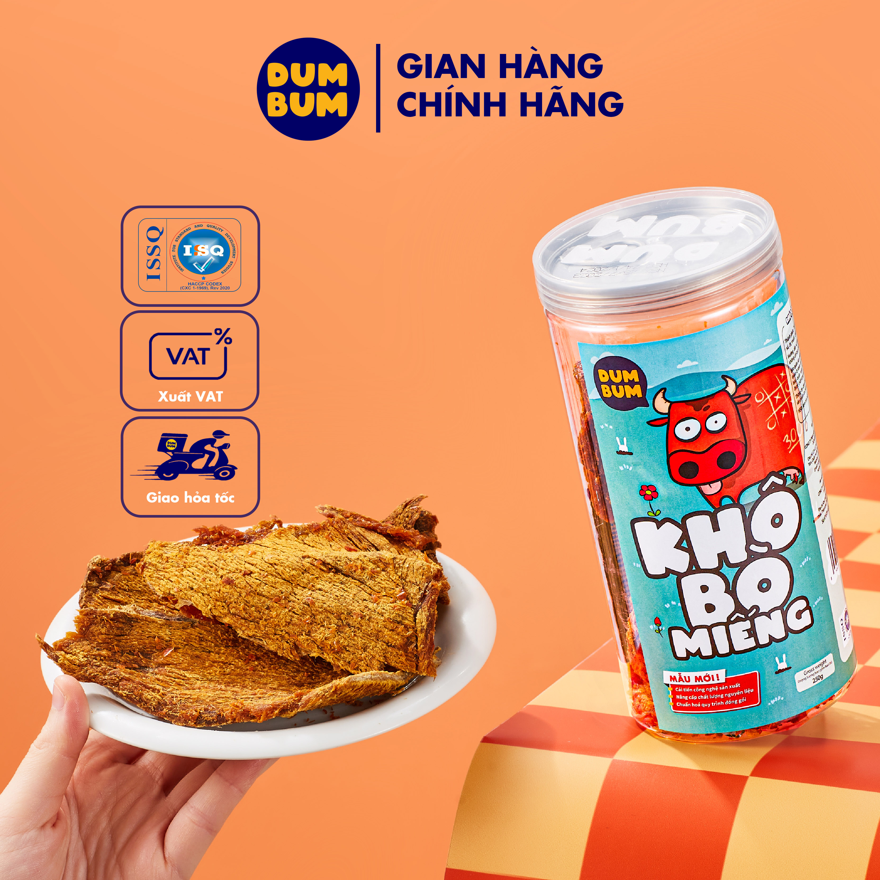 Khô bò miếng 250g Dumbum đồ ăn vặt Hà Nội vừa ngon vừa rẻ